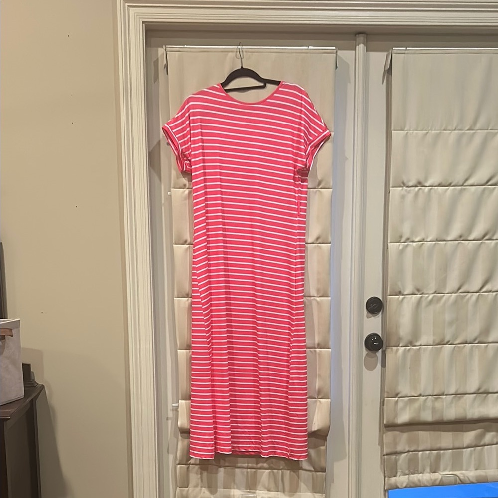 SHEIN Pink and White Striped Dress